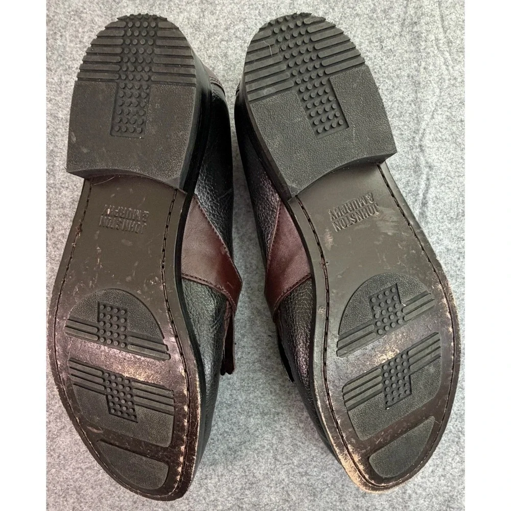 Johnston & Murphy Mens Two Tone Brown Leather Kiltie Tassel Loafers Shoes‎